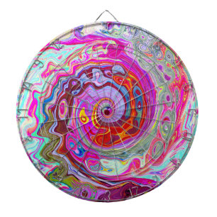 Groovy Abstract Retro Hot Pink en Blue Swirl Dartbord
