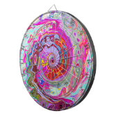Groovy Abstract Retro Hot Pink en Blue Swirl Dartbord (Voorkant Rechts)
