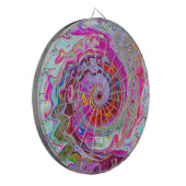 Groovy Abstract Retro Hot Pink en Blue Swirl Dartbord (Voorkant Links)