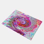Groovy Abstract Retro Hot Pink en Blue Swirl Deurmat (Schuin)