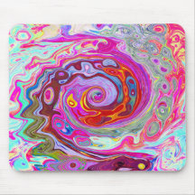 Groovy Abstract Retro Hot Pink en Blue Swirl