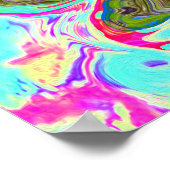 Groovy Abstract Retro Hot Pink en Blue Swirl Poster (Hoek)