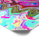 Groovy Abstract Retro Hot Pink en Blue Swirl Poster (Hoek)