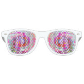 Groovy Abstract Retro Hot Pink en Blue Swirl Retro Zonnebril (Voorkant)