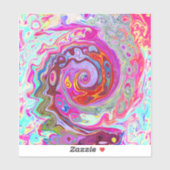 Groovy Abstract Retro Hot Pink en Blue Swirl Sticker (Vel)