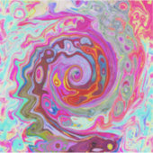 Groovy Abstract Retro Hot Pink en Blue Swirl Sticker (Voorkant)