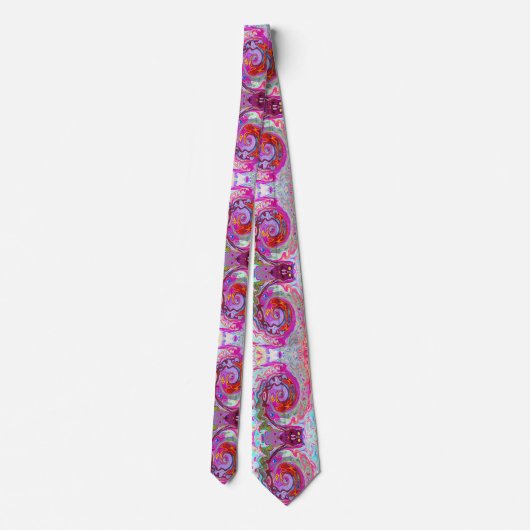 Groovy Abstract Retro Hot Pink en Blue Swirl Stropdas (Achterkant)