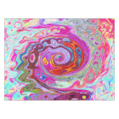 Groovy Abstract Retro Hot Pink en Blue Swirl Tafelkleed (Voorkant (Horizontaal))