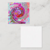 Groovy Abstract Retro Hot Pink en Blue Swirl Vierkante Visitekaartje (Voorkant / Achterkant)