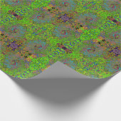 Groovy Abstract Retro Lime Green en Blue Swirl Cadeaupapier (Hoek)