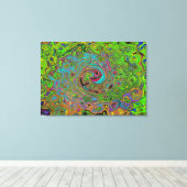 Groovy Abstract Retro Lime Green en Blue Swirl Canvas Afdruk (Insitu (Houten vloer))