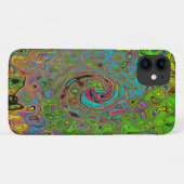 Groovy Abstract Retro Lime Green en Blue Swirl Case-Mate iPhone Case (Achterkant (horizontaal))