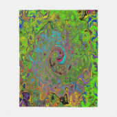 Groovy Abstract Retro Lime Green en Blue Swirl Fleece Deken (Voorkant)