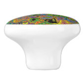 Groovy Abstract Retro Lime Green en Blue Swirl Keramische Knop (Zijkant)