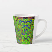 Groovy Abstract Retro Lime Green en Blue Swirl Latte Mok (Rechts)