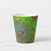Groovy Abstract Retro Lime Green en Blue Swirl Latte Mok (Voorkant)