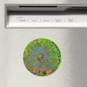 Groovy Abstract Retro Lime Green en Blue Swirl Magneet (Insitu (Vaatwasser))