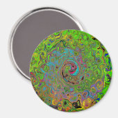 Groovy Abstract Retro Lime Green en Blue Swirl Magneet (Voorkant / Achterkant)