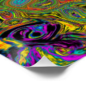 Groovy Abstract Retro Lime Green en Blue Swirl Perfect Poster (Hoek)