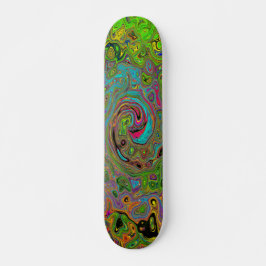 Groovy Abstract Retro Lime Green en Blue Swirl Persoonlijk Skateboard