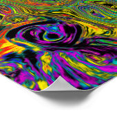 Groovy Abstract Retro Lime Green en Blue Swirl Poster (Hoek)