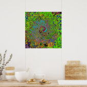 Groovy Abstract Retro Lime Green en Blue Swirl Poster (Keuken)