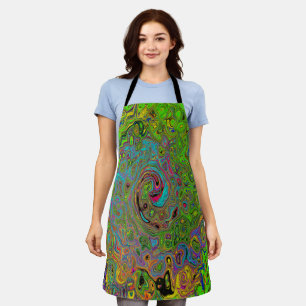 Groovy Abstract Retro Lime Green en Blue Swirl Schort