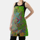 Groovy Abstract Retro Lime Green en Blue Swirl Schort (Insitu)
