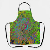 Groovy Abstract Retro Lime Green en Blue Swirl Schort (Voorkant)