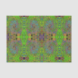 Groovy Abstract Retro Lime Green en Blue Swirl Tissuepapier