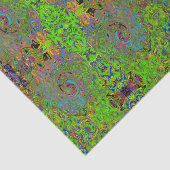 Groovy Abstract Retro Lime Green en Blue Swirl Tissuepapier (Detail)