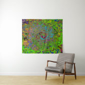 Groovy Abstract Retro Lime Green en Blue Swirl Wandkleed (In Situ (horizontaal))