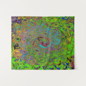 Groovy Abstract Retro Lime Green en Blue Swirl Wandkleed (Voorkant (horizontaal))