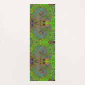 Groovy Abstract Retro Lime Green en Blue Swirl Yogamat (Achterkant)