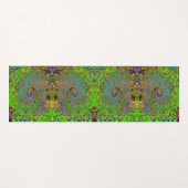 Groovy Abstract Retro Lime Green en Blue Swirl Yogamat (Voorkant (horizontaal))