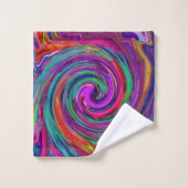 Groovy Abstract Retro Magenta Dark Rainbow Swirl Bad Handdoek (Wasdoekje)