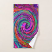 Groovy Abstract Retro Magenta Dark Rainbow Swirl Bad Handdoek (Handdoek)