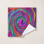 Groovy Abstract Retro Magenta Dark Rainbow Swirl Bad Handdoek (Wasdoekje)