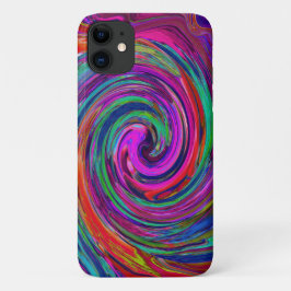 Groovy Abstract Retro Magenta Dark Rainbow Swirl Case-Mate iPhone Case