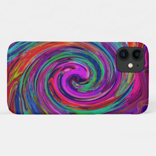 Groovy Abstract Retro Magenta Dark Rainbow Swirl Case-Mate iPhone Case (Achterkant (horizontaal))