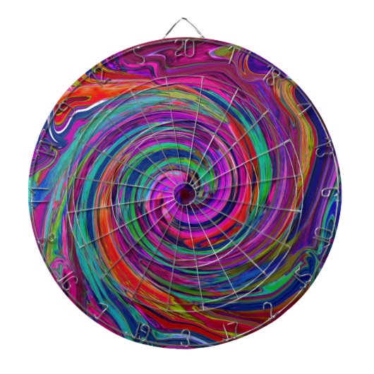 Groovy Abstract Retro Magenta Dark Rainbow Swirl Dartbord (Voorkant)