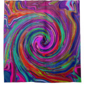 Groovy Abstract Retro Magenta Dark Rainbow Swirl Douchegordijn (Voorkant)