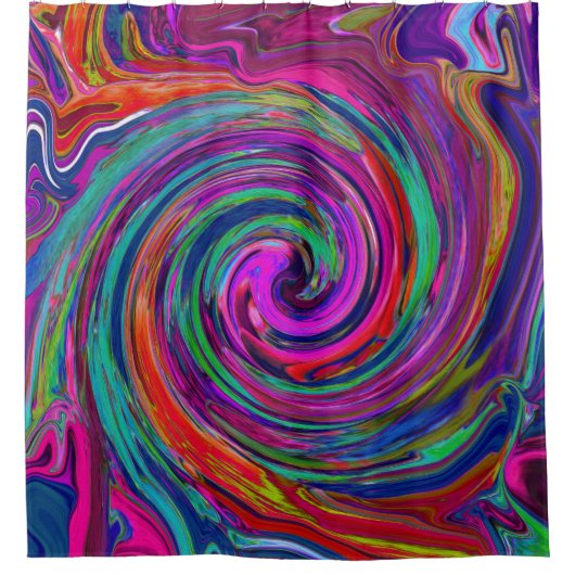 Groovy Abstract Retro Magenta Dark Rainbow Swirl Douchegordijn (Voorkant)