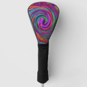 Groovy Abstract Retro Magenta Dark Rainbow Swirl Golfheadcover (Voorkant)