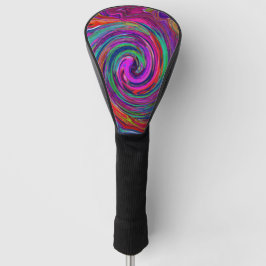 Groovy Abstract Retro Magenta Dark Rainbow Swirl Golfheadcover