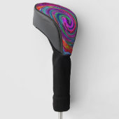 Groovy Abstract Retro Magenta Dark Rainbow Swirl Golfheadcover (Schuin)