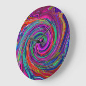 Groovy Abstract Retro Magenta Dark Rainbow Swirl Grote Klok (Hoek)