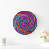Groovy Abstract Retro Magenta Dark Rainbow Swirl Grote Klok (Huis)