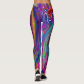 Groovy Abstract Retro Magenta Dark Rainbow Swirl Leggings (Achterkant)