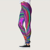 Groovy Abstract Retro Magenta Dark Rainbow Swirl Leggings (Links)